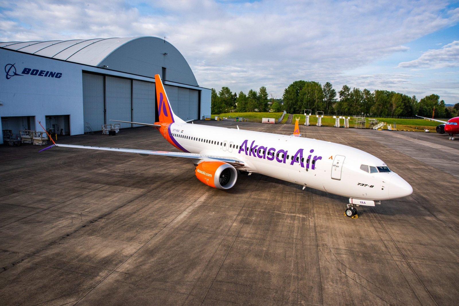 El primer Boeing 737 MAX8 que ha recibido Akasa Air. Foto: Boeing