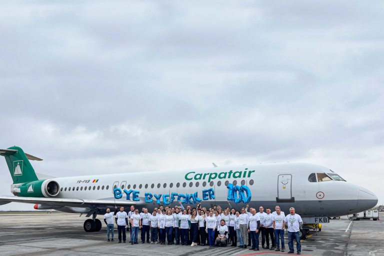 Despedida del último Fokker 100 comercial europeo que volaba para Carpatair desde el aeropuerto rumano de Timisoara.