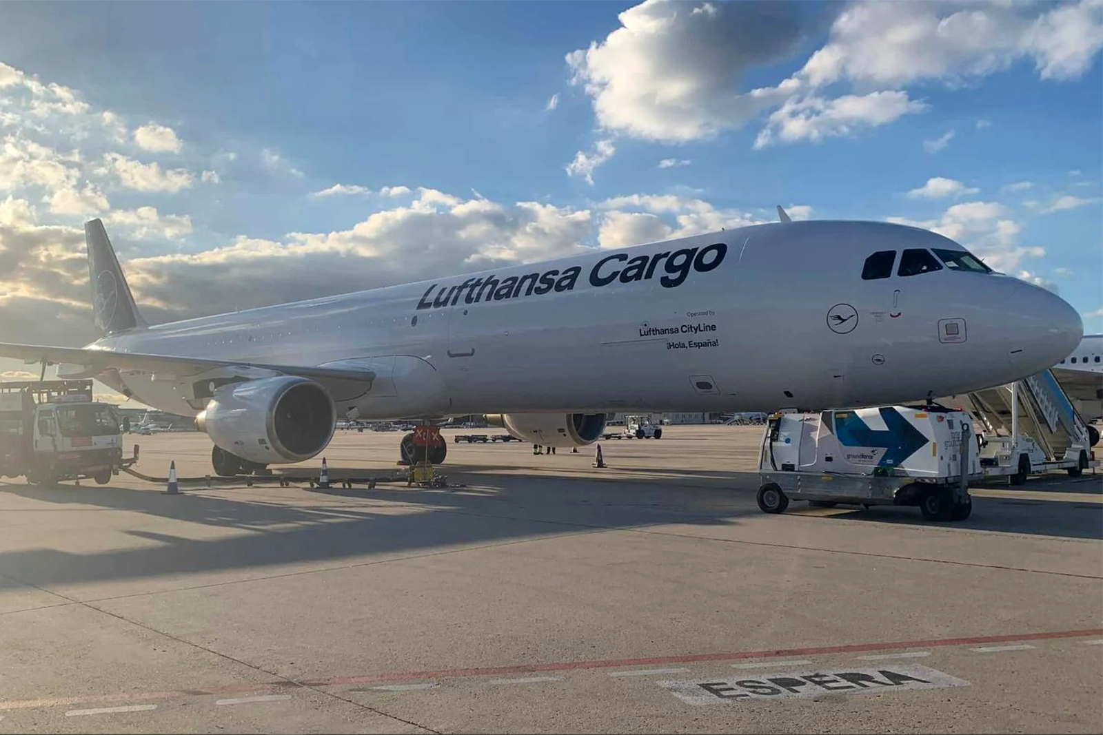 El nuevo Airbus A321 de Lufthansa Carga en uno de sus primeros vuelos a Madrid. Foto: Lufthansa Cargo