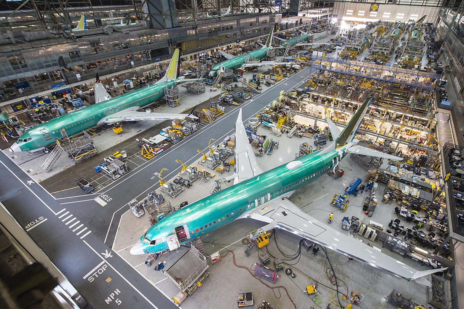 Una de las líneas de producción del 737 MAX de Boeing en Renton. Foto: Boeing
