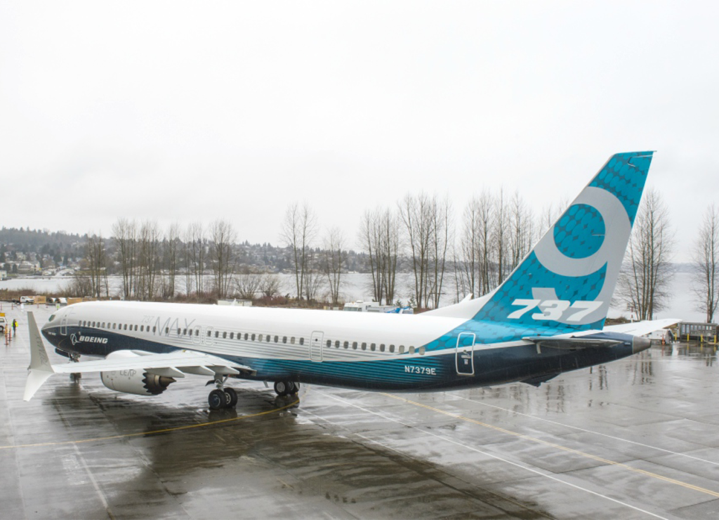 El primer prototipo del MAX 9 en Renton, modelo certificado por la FAA. Foto: Boeing.