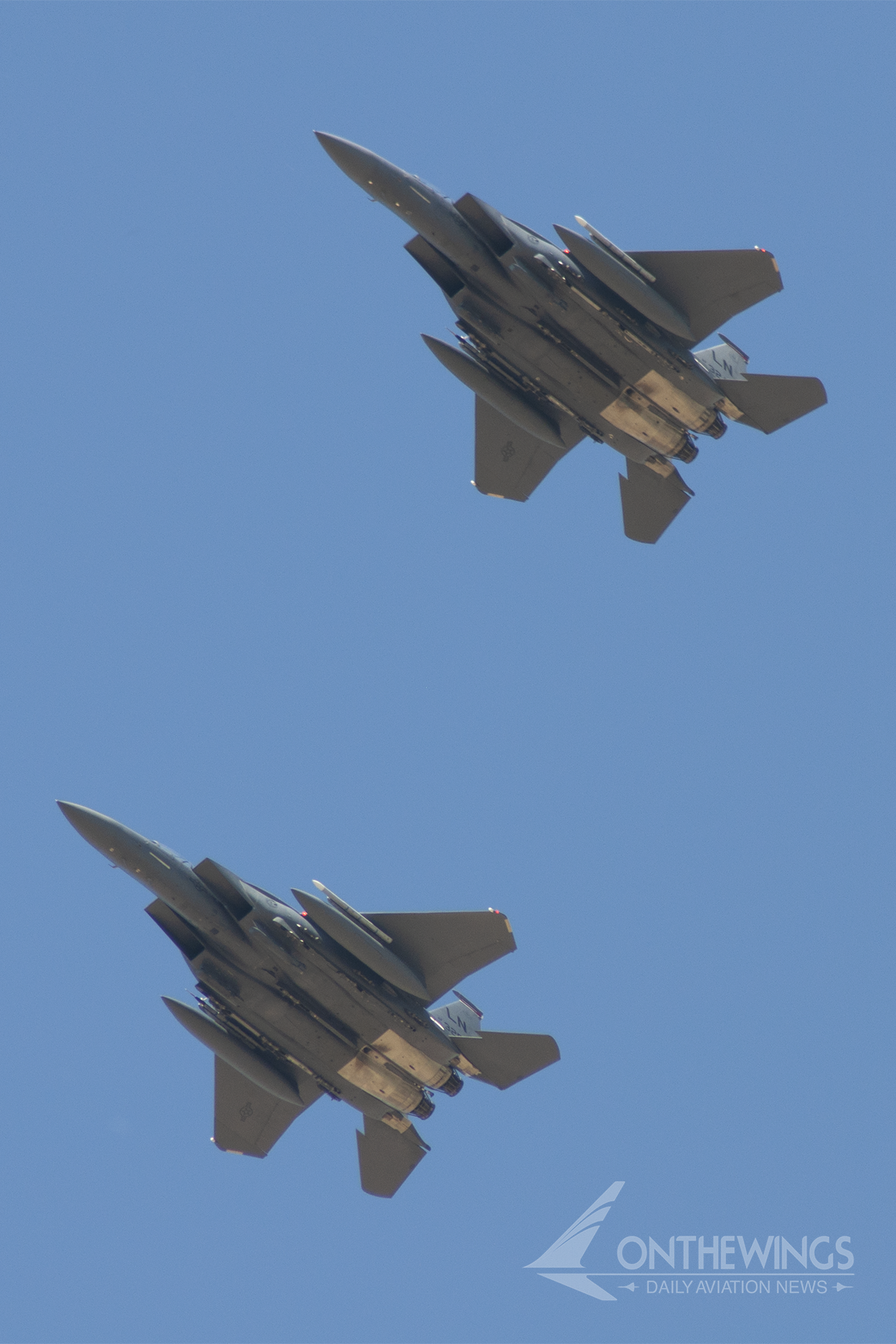 Pareja de F-15 norteamericanos regresando a la Base Aérea de Albacete durante un ejercicio TLP.
