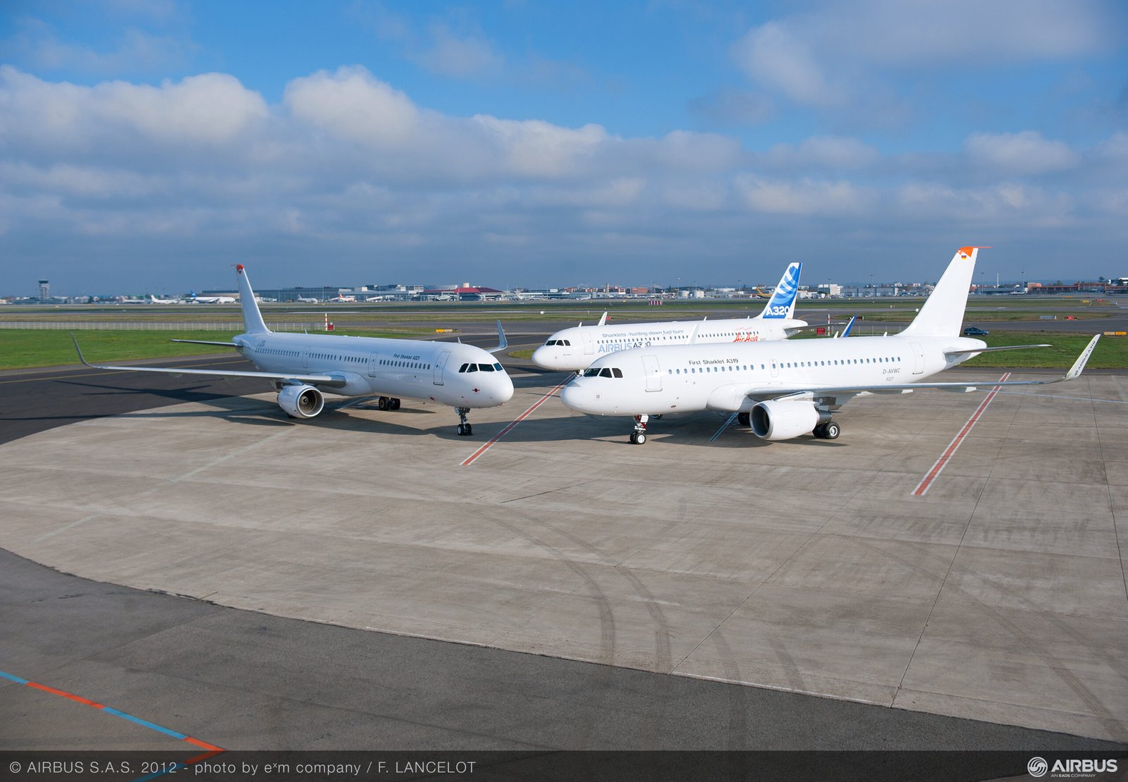 La familia A320CEO casi al completo. Foto: Airbus
