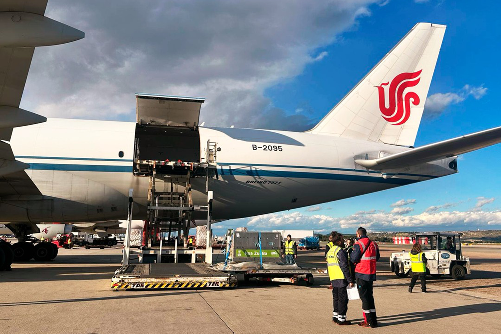 Los osos panda han viajado de vuelta a China en un 777F de Air China Cargo. Foto: AENA