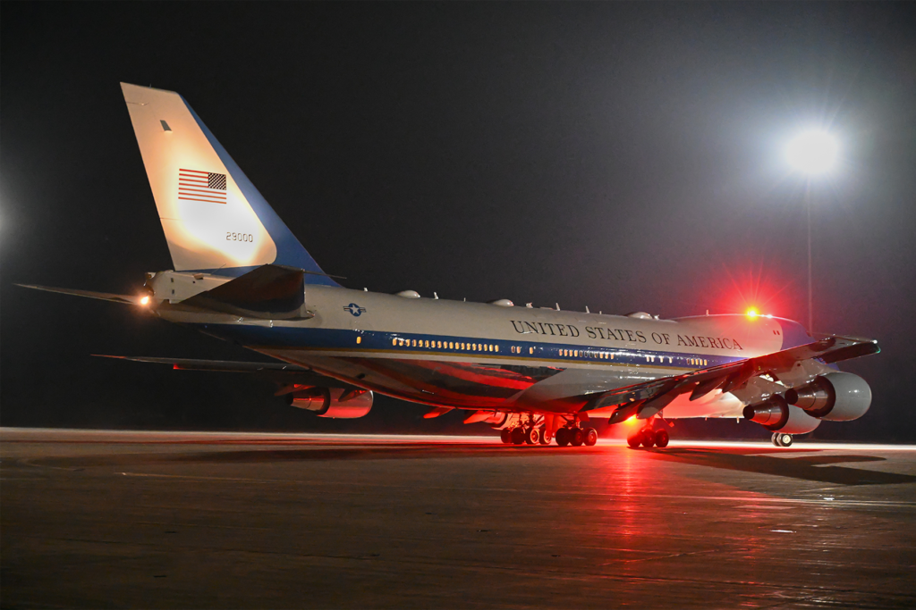 El VC-25A operando como Air Force One en la base aérea de Selfridge, de la Guardia Aérea Nacional. Foto: Tom Demerly - U.S. Air National Guard