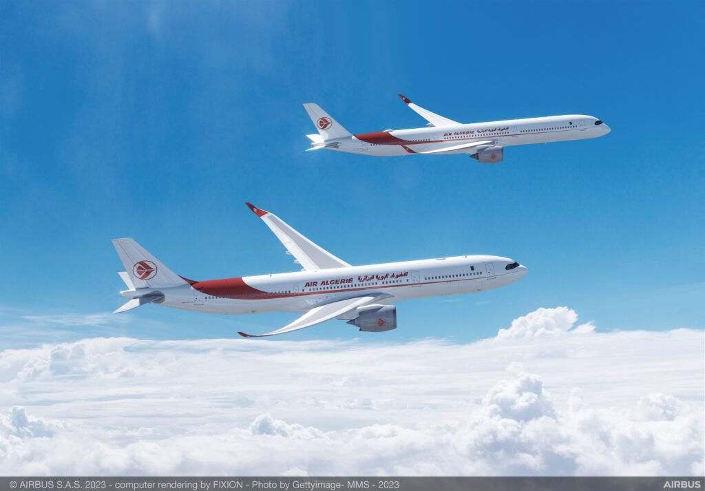 Render de los futuros A350 y A330NEO de Air Algerie. Foto: Airbus