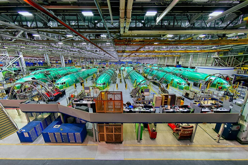 Línea de producción de fuselajes del Boeing 737. Foto: Spirit Aerosystems